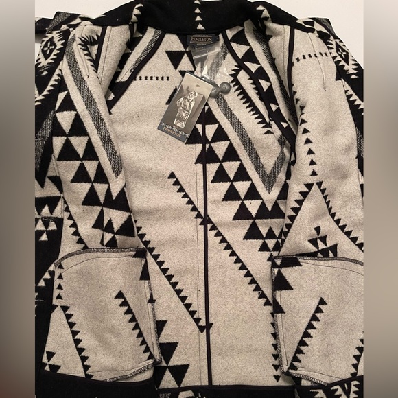 Pendleton Black Mesa Aztec Virgin Wool Blanket Coat Brand New Womens Size Medium - Picture 7 of 8